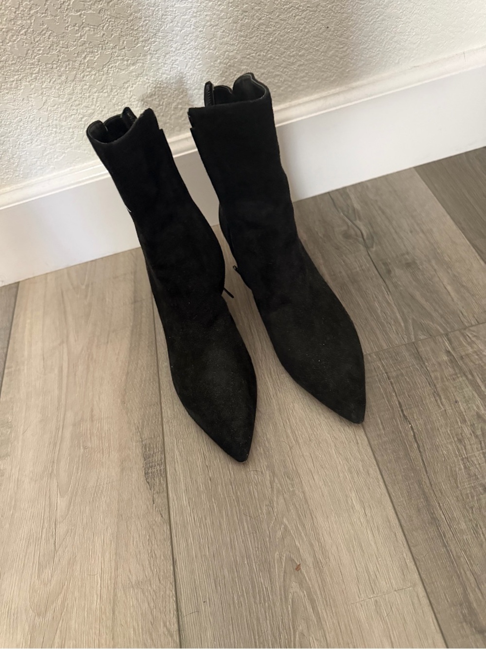 Vince Camuto Black Pointed Toe Mid-Calf Booties
